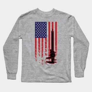 Distressed Flag with Caliper Long Sleeve T-Shirt